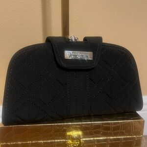 Vera Bradley Black Quilted Women's Clutch Kisslock Coin Purse and Wallet